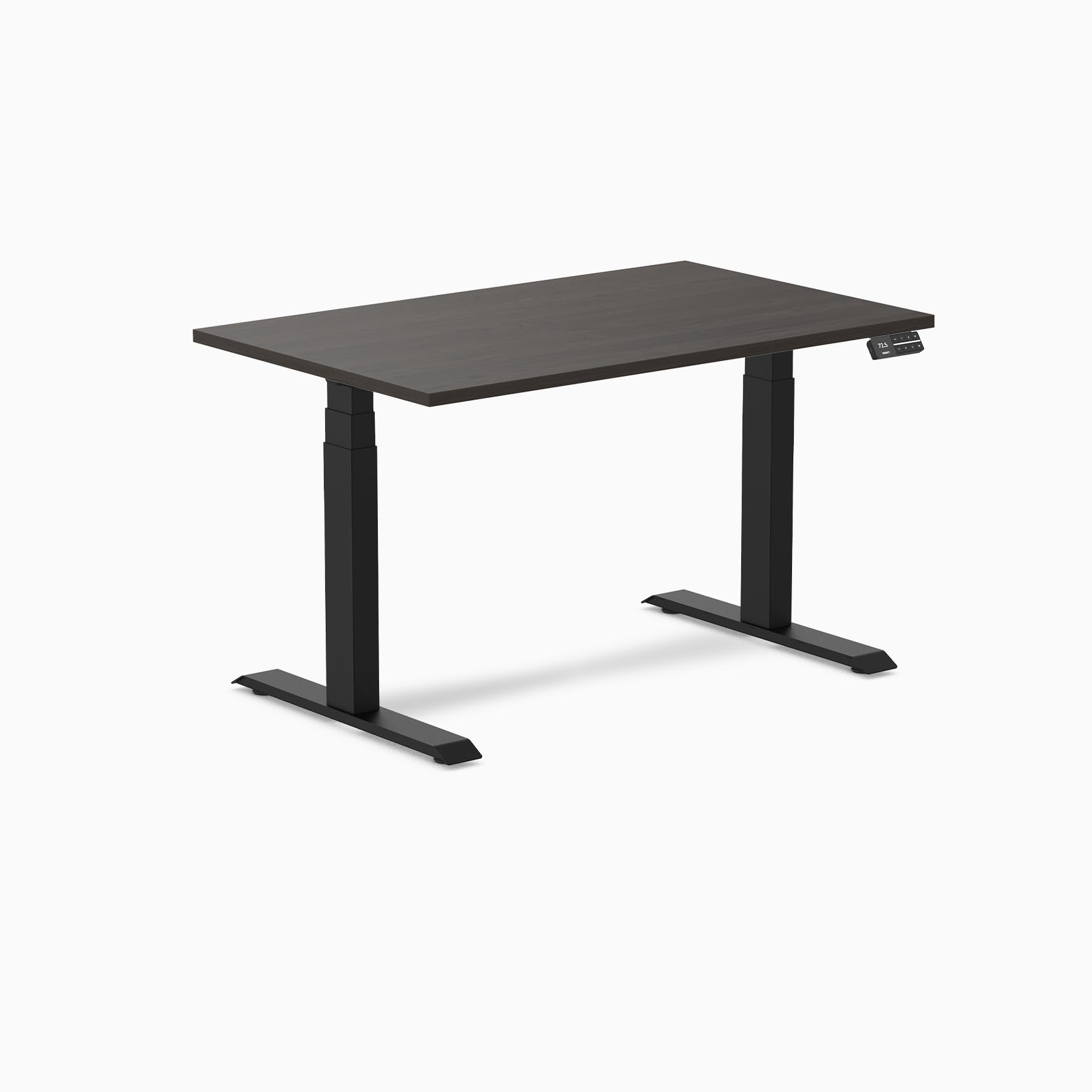 Desky Dual Laminate Sit Stand Desk Burnished Wood 47.2" Matte Black