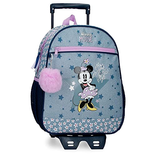 Disney - Mochila Minnie Style 33Cm Con Bolsillo Frontal Con Carro En Oferta Disney Minnie Style Mochila Preescolar Con Carro Azul 27X33X11 Cms Poliéster 9,8L