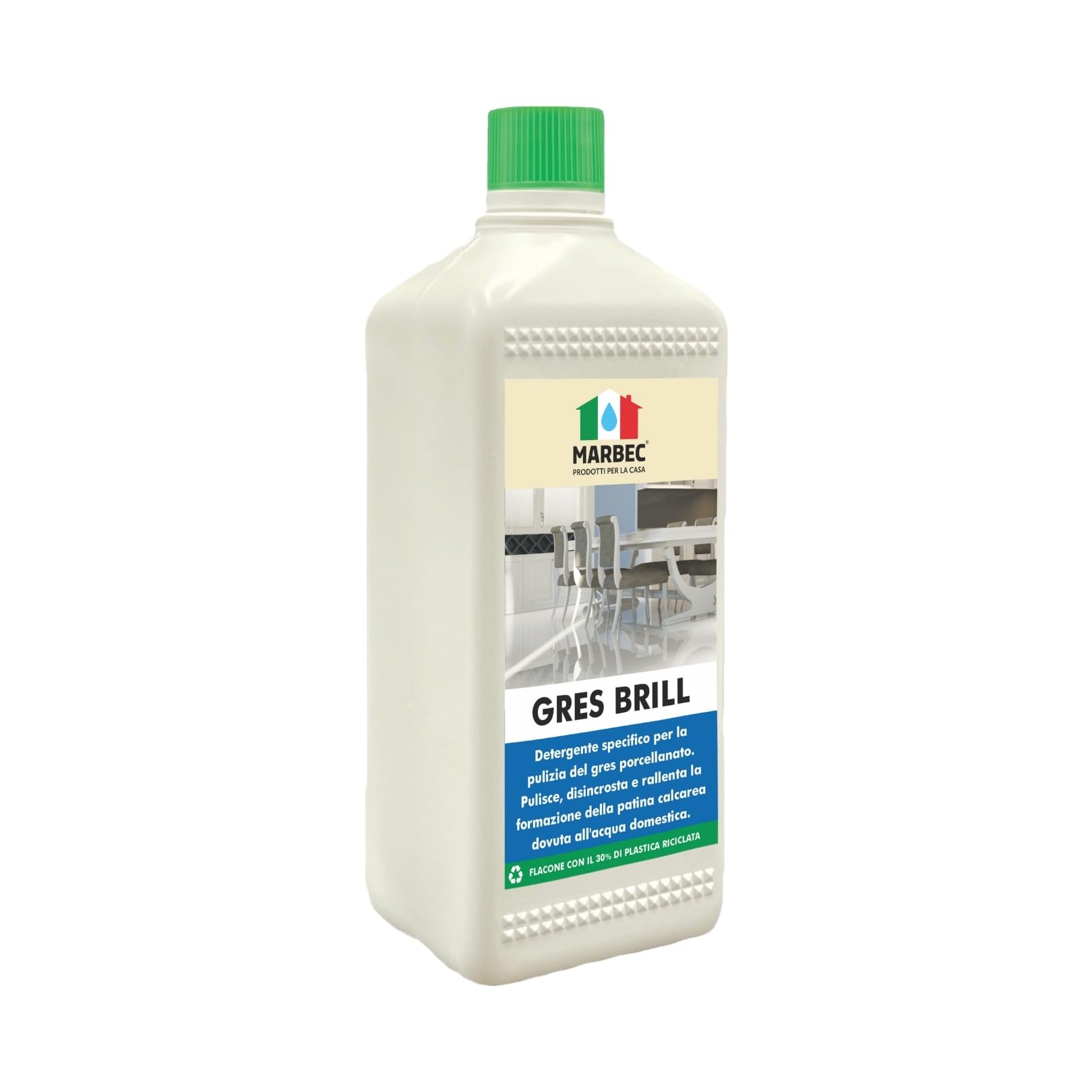 MARBEC GRES BRILL 1LT Detergente specifico per la pulizia del gres porcellanato. Pulisce, disincrosta e rallenta la patina calcarea dovuta all'acqua domestica.