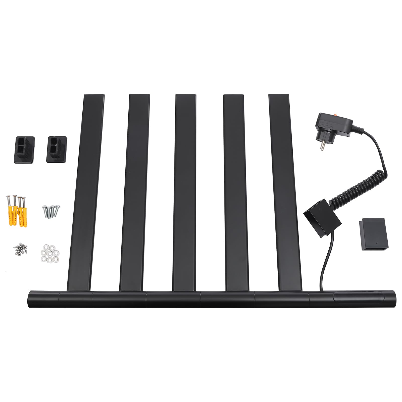 Handtuchheizkörper Elektrisch Handtuchtrockner 180° Drehung mit 5 Heizstäbe und Timer 30-70℃ 120W Handtuchwärmer Badheizkörper Schwarz IPX5