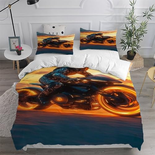 Housse de couette motard avec fermeture éclair parure de lit microfibre - 6