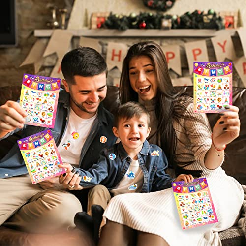 Birthday Bingo Game 39Pcs Scavenger Hunt Game For Kids Toddlers 24 Players Bingo Cards With 40Pcs Reward Stickers For Party Favor Classroom Activities Family Board Game Holiday Supplies #TOP6
