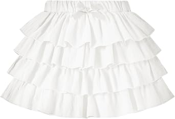Neutocd Toddler Girls Skirt 4-Layer Ruffle Skort for School Summer Built in Shorts Cotton Skirts for Girls 18M-6Y