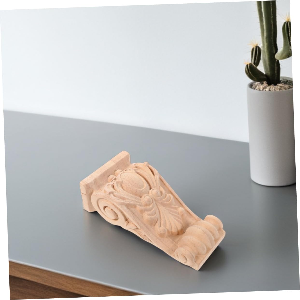 Ménsula de Madera Tallada Estilo Europeo Diseño Clásico Romano Decoración Elegante para Hogar y Puerta Corbels Decorativos sin Pintar