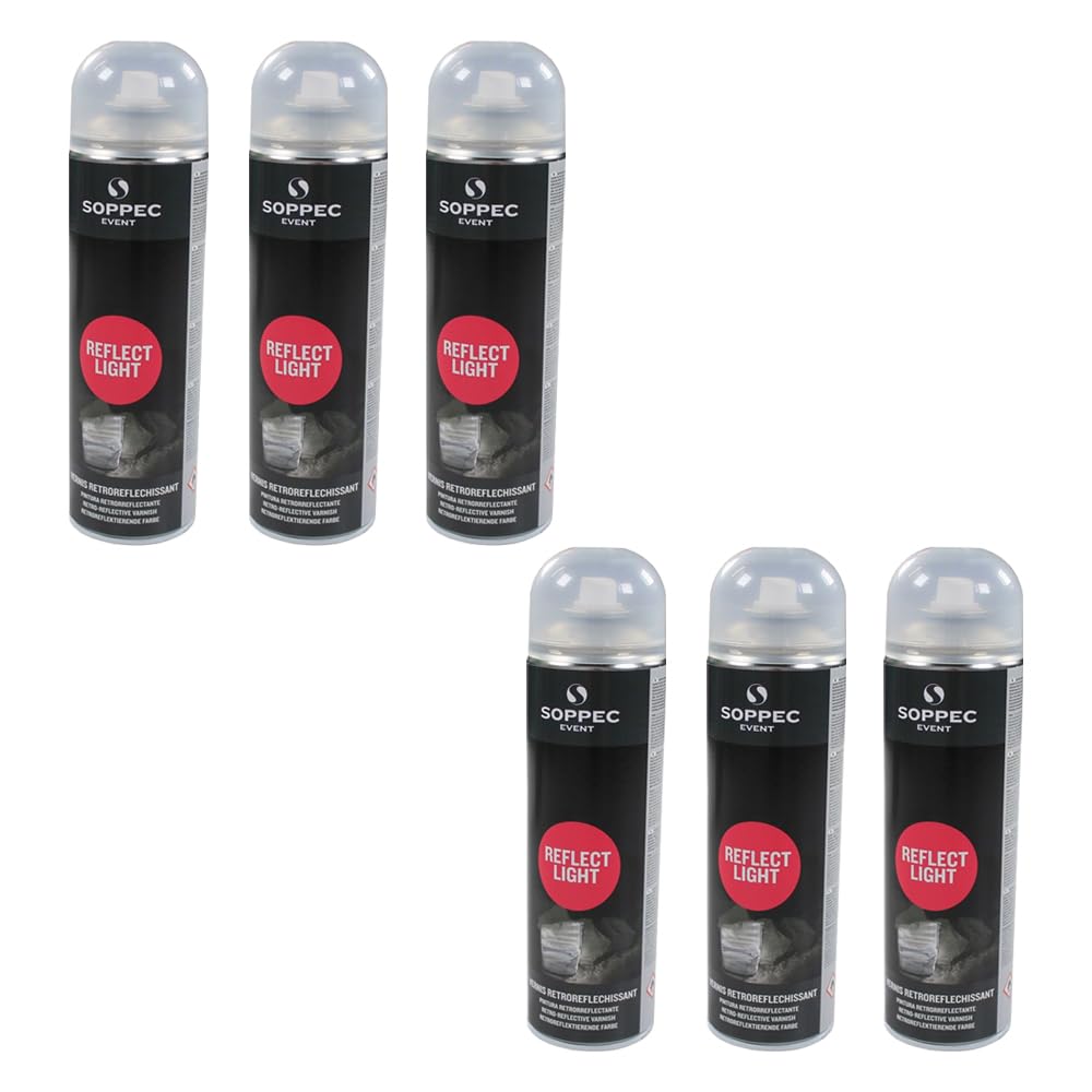 SOPPEC - Peinture aérosol - Lot de 6 Bombes REFLECT LIGHT Vernis rétro-​réfléchissant -