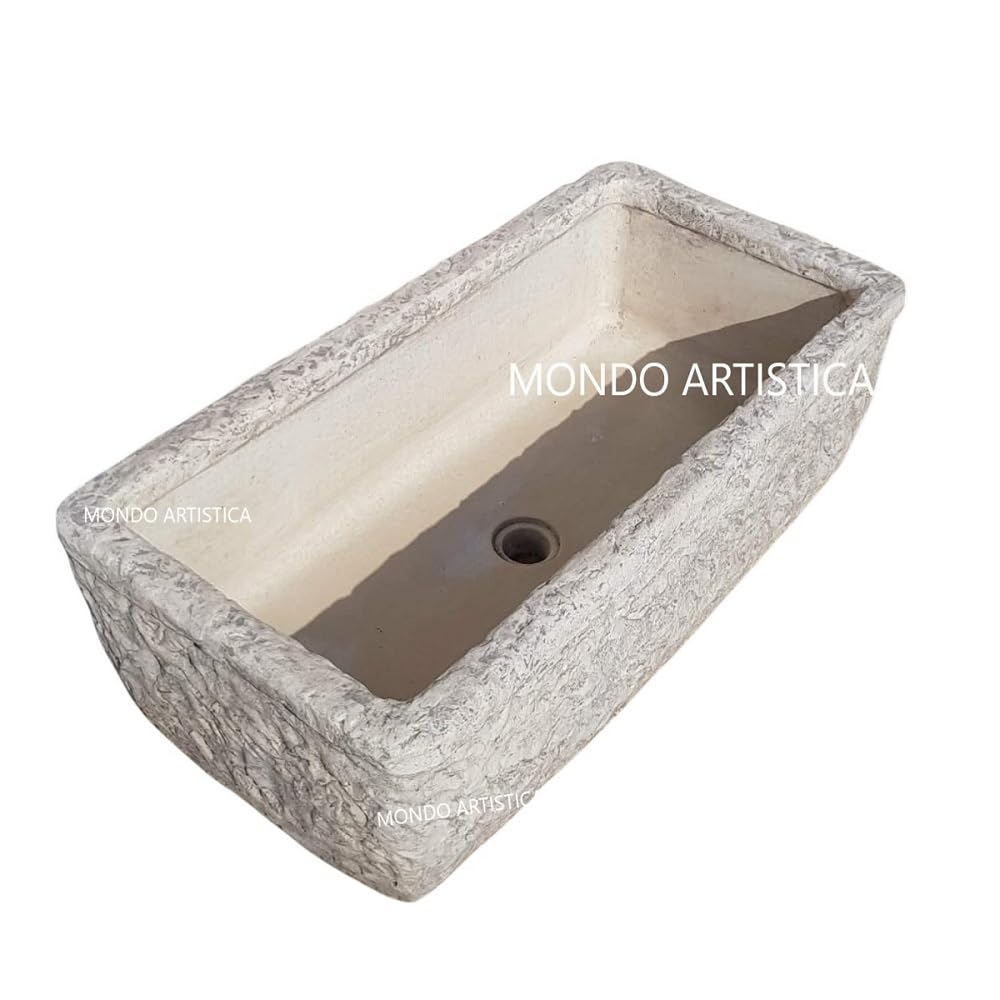 Lavandino Da Esterno per cucina da esterno, Lavabo Per Giardino, Pilozzo, Vasca Unica, Fontana, Altezza 22 cm, Larghezza 80x40 Cm, In Cemento Bianco E Graniglia Di Marmo, Grigio
