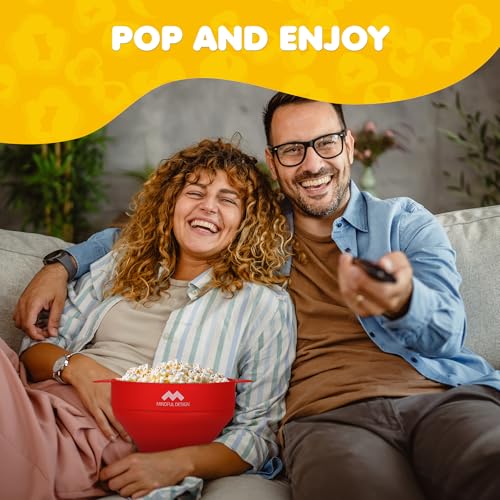 Image of The Original Mindful Design Collapsible Microwave Popcorn Popper - Silicone Bowl, BPA-Free & Dishwasher Safe (Red)