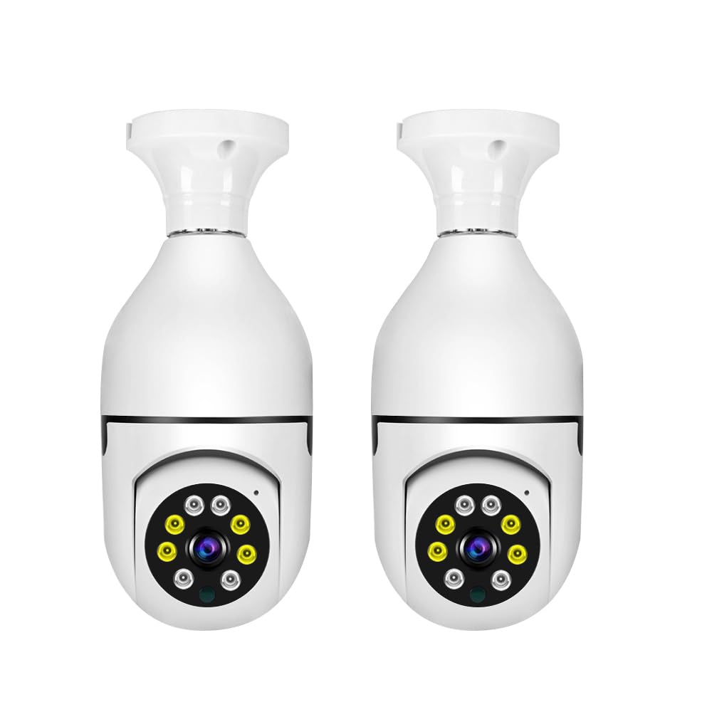 Jemora Caméra de à Ampoule sans Fil Panoramique à 360 degrés Ampoule Intelligente à Haute Transparence L'ampoule de la caméra de Prend en Charge la Carte TF Locale et Le Stockage