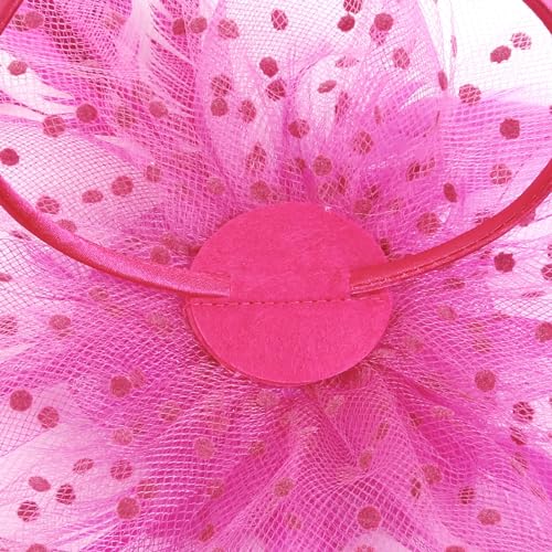 Huachi Fascinators Hats For Women Tea Party Headband Kentucky Derby Hats Fascinator Headpiece Fushia thumb #3
