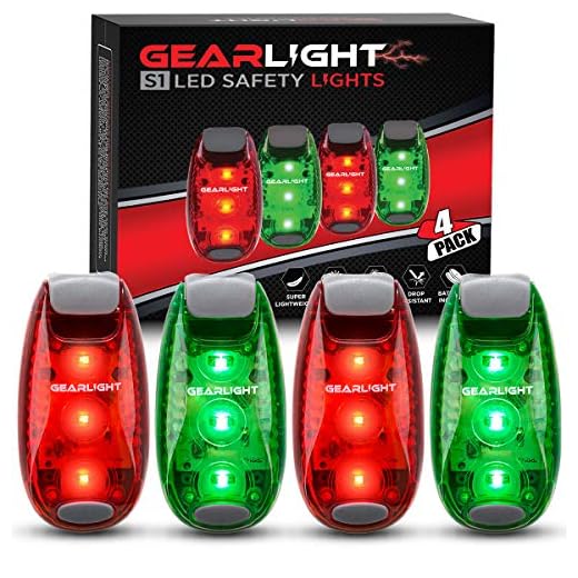 GearLight S1 LED Safety Lights [4 Pack] for Boat, Kayak, Bike, Dog Collar, Stroller, Runners and Night Running - Clip On, Strobe, Warning, Flashing, Blinking, Reflective Light Accessories
