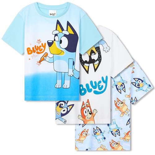 Get Trend Bluey T Shirt for Boys Pack of 3 Summer T Shirt Soft Breathable Bingo Toddler Clothes Short Sleeve Cotton Tops Kids Gifts (2-3 Years, Multi)