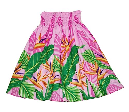 Hawaiian Pa'u Hula Skirt Hawaii Print Pink Flower for Womens (Pink)