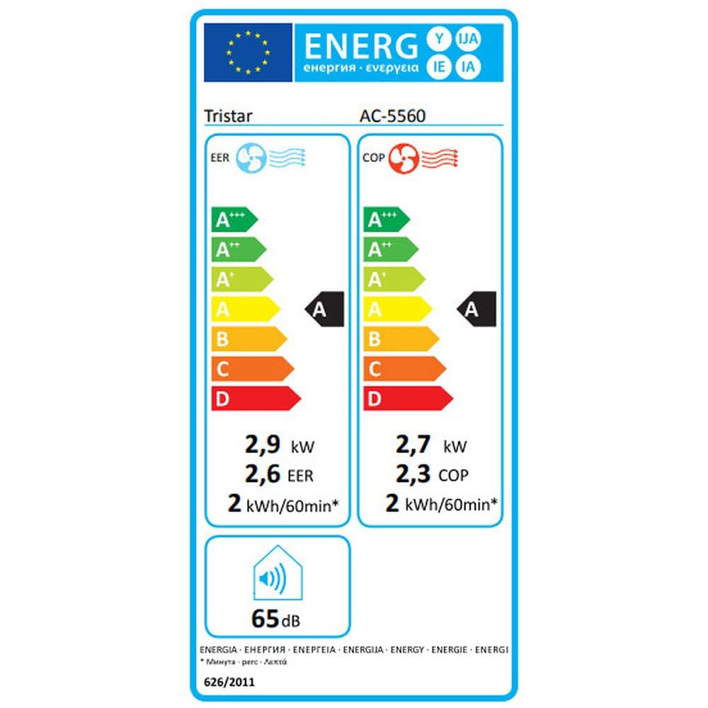 Climatiseur mobile Tristar AC-5560, 10 000 BTU et 2,9kw, fonctions refroidissement, déshumidification, ventilation et chauffage