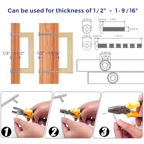 Image of Ravinte 30 Pack Champagne Bronze Cabinet Handles 3-3 /4 Inch Hole Center Stainless Steel Kitchen Square Cabinet Pulls for Dresser Drawer Cupboard Handles with Screwdriver