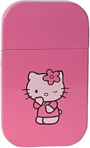 Hello Kitty - Encendedor de gas recargable, encendedor de bolsillo de llama con purpurina rosa, recargable, kawaii, lindo, resistente al viento,