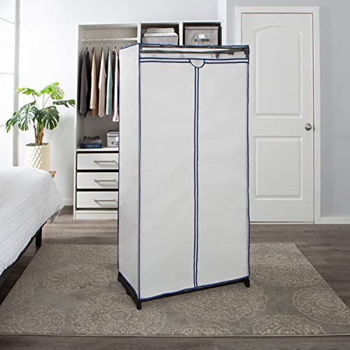 Simplify, Organizer, for Clothes and Accessories, Heavy Duty, Hanging Rod, Easy to Assemble in White 36\" Wide Portable Closet