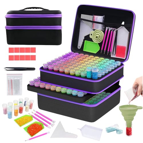 Kit de diamond painting con 240 botellas y organizador para pintura de diamantes