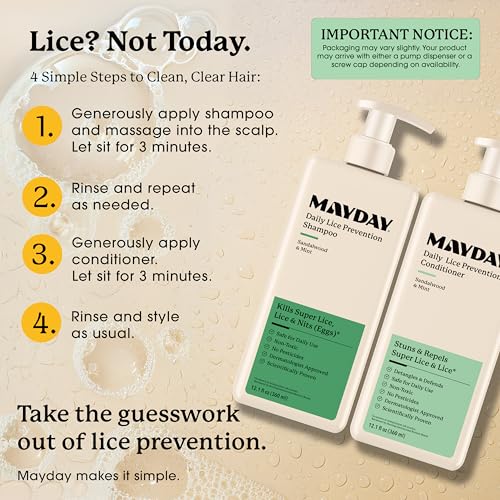Image of MAYDAY Daily Lice Routine, 12oz Shampoo & Conditioner, Sandalwood & Mint