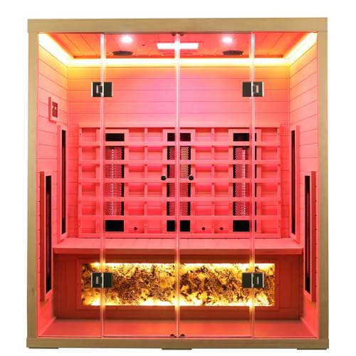 KUNSANA 3 Person Infrared Sauna, Ceramic Infrared Sauna with Red Light Therapy, Far & Near Infrared