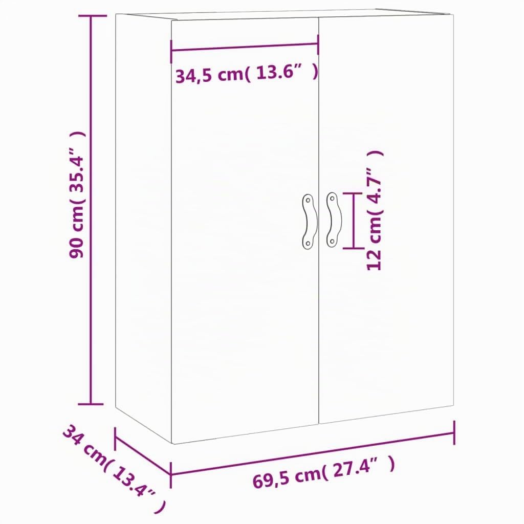 vidaXL Armario de Pared Blanco 69,5x34x90 cm