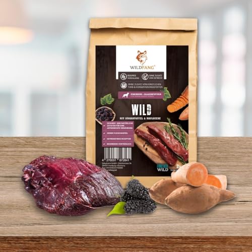 Wildfang® Hundefutter - Trocken - Getreidefreies Hundefutter - Premium Trockenfutter (2 kg, Wild mit Süßkartoffel mit Maulbeere)