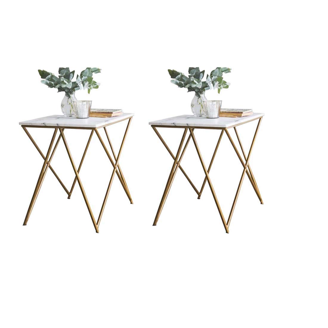 APRODZ Stellar White Marble Side Table (Set of 2)-image-42