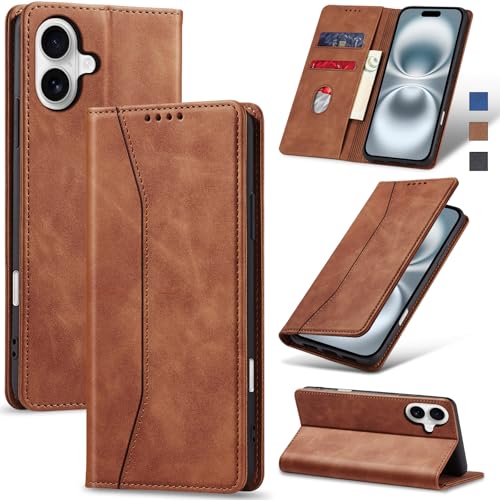 Image of Jasonyu Flip Wallet Case for iPhone 16,Brown