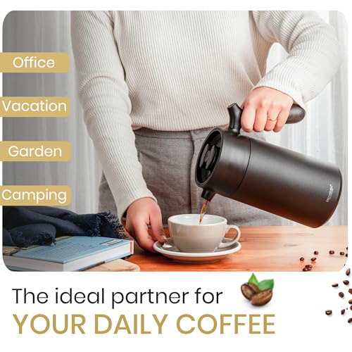 Heemburg French Press Thermal Coffee Maker Cafetiere Thermo Double Wall Insulated Vacuum Stainless Steel Manual Brewer - Image 6
