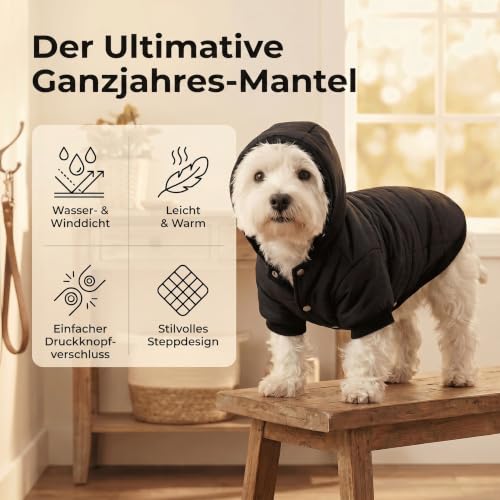 GOODS+GADGETS® Hundemantel mit Kapuze für kleine Hunde - Größe XS