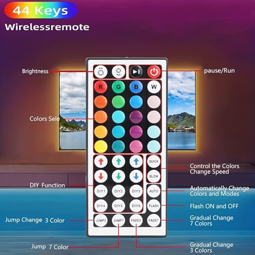 Tira LED RGB USB de 10 m con control remoto miniatura 5