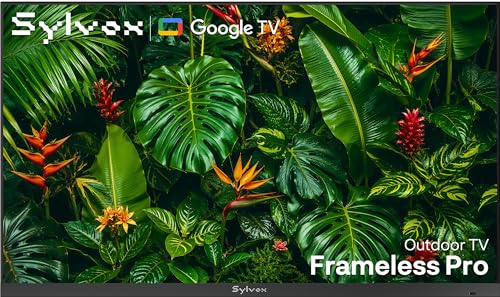 Image of SYLVOX 65'' Full Sun Outdoor TV, 2,000-Nit 4K UHD Anti-Glare, IP56 Weatherproof, Premium Ultra-Narrow Bezel, Smart Google TV, All-Metal Durable for Poolside & Uncovered Areas (Frameless Pro, 2026)