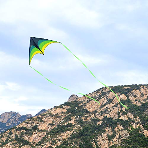 Mint's Colorful Life Delta Kite For Kids & Adults, Extremely Easy To Fly Kite With 2 Ribbons And 300Ft Kite String, Best Kite For Beginner #TOP4