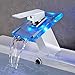 ROVOGO Waterfall Bathroom Sink Faucet, Led Faucet Lights Color Changing, Single Hole Single Handle, Brass, Chrome