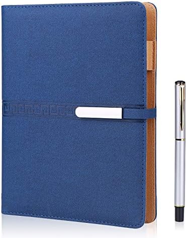 FOBOZONE Notebook Leather, A5 Refillable Loose Leaf Business Notebook Diaries/200 Thick Pages,Classic Lined with Pocket and Pen Holder,Best Gift.