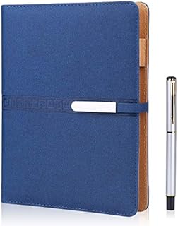 FOBOZONE Notebook Leather, A5 Refillable Loose Leaf Business Notebook Diaries/200 Thick Pages,Classic Lined with Pocket and Pen Holder,Best Gift.