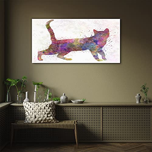 Tableau en verre photo chat 100x50cm une idée cadeau originale pour passionnés d'animaux