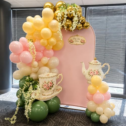 Image of Sage Green and Pink Floral Balloon Arch Kit 144 PCs