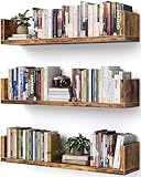 VMROF Wall Bookshelf, Set of 3, U Shaped Floating Bookshelf, Hanging Bookshelves for Wall, Wall Mounted Shelves for Living Room Bedroom Office (Rustic Brown, 17 Inches, 3)