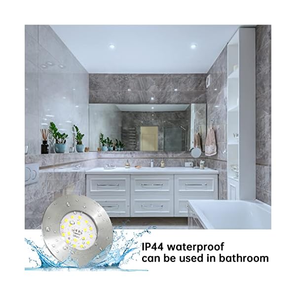 Kimjo LED Einbaustrahler 230V 6W Kaltweiß 6000K, LED Spots Flach 600LM, Bad Deckenspot Einbauspot IP44 für Badezimmer… – Bild 4