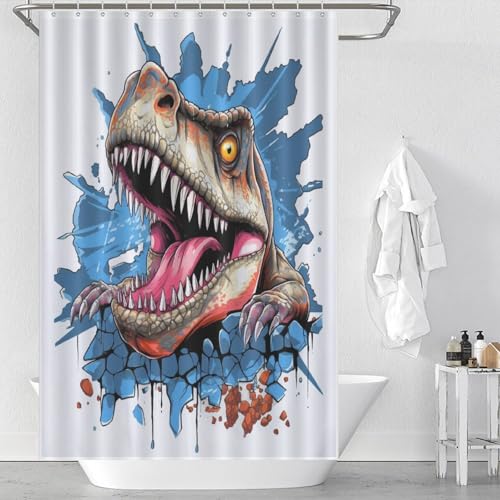Rideau de douche dinosaure en polyester imperméable 122x183cm