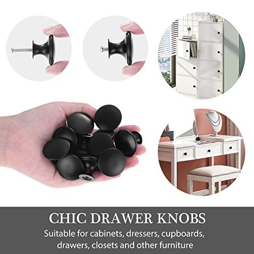 TsunNee 12 Stück Vintage Schrankknäufe, schicke Schubladenknöpfe, antike Küchenschrankgriffe, 30 mm, rund, Möbeltürknäufe, Schwarz