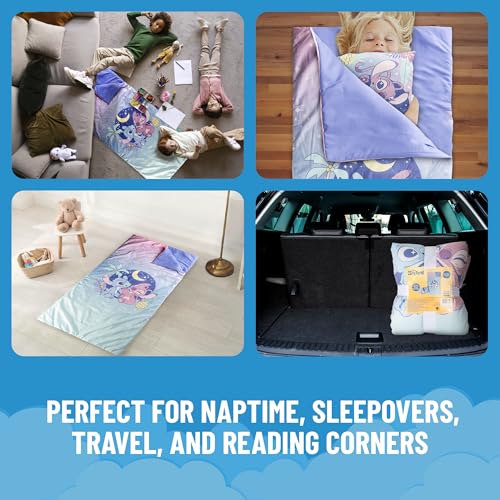 Image of Jay Franco Kids Slumber Bag and Pillow - 54 x 27 Inch Comfy Indoor Sleeping Bag for School and Sleepovers, 2 Piece Set, Multi - Lilo & Stitch