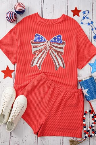 Image of Womens Pajama Sets 2 Piece Pjs Sleepwear Soft Comfy Short Sleeve Tops and Shorts Lounge Set Loungewear Outfit