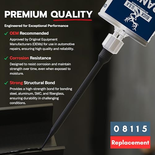Image of Buck Panel Bonding Adhesive & Dual Cartridge Epoxy Gun (1:1 & 2:1) - 400ml Two-Part Epoxy, 08115 Replacement with High-Thrust Applicator for Automotive & Structural Repair