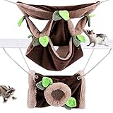 LeerKing Kleintier Hängematte und Kuscheltunnel 2er Pack warmes Hängebette Wald Thema Spielzeug Set Käfig Nest Zubehör für Nagetiere Ratten Mäuse Chinchilla Hamster Kleintiere