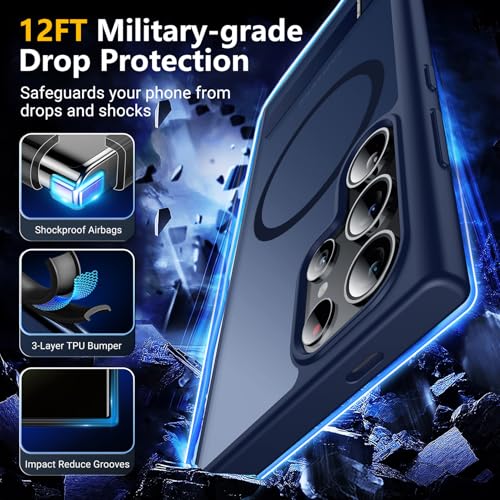 Image of SPIDERCASE Magnetic for Samsung Galaxy S23 Ultra Case, [3 Stand Ways][ Military Grade Drop Protection] with Invisible Stand Shockproof Slim Case for Samsung S23 Ultra 6.8 inch, Blue
