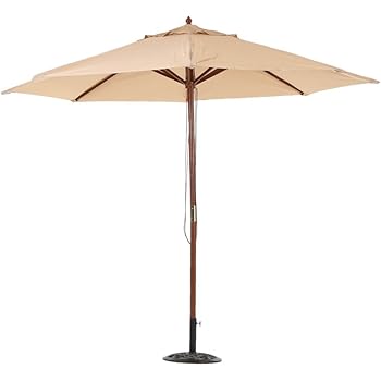 Amazon Com Ikayaa 10ft Wooden Market Umbrella Outdoor Table Umbrella With 8 Hard Wood Ribs Red Garden Outdoor