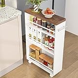 Tribesigns Slim Storage Cart, Rolling Narrow Kitchen Cart on Wheels for Small Place, 4-Tier Slide Out Slim Utility Cart Skinny Laundry Cart with Handle for Kitchen, Bathroom, Laundry