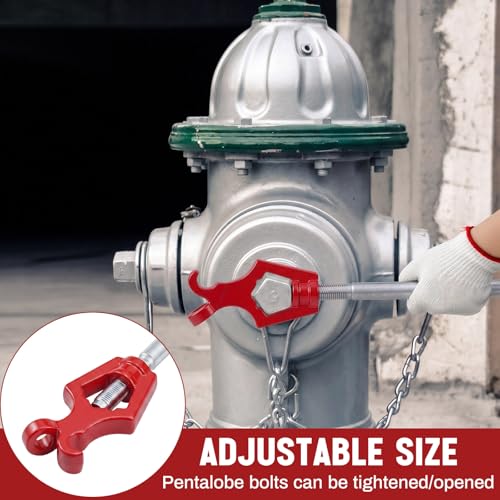 Image of Tandefio 1 Pcs Fire Hydrant Wrench, Pentagon 1-3 /4 inch /square 1-1 /4 inch, Red