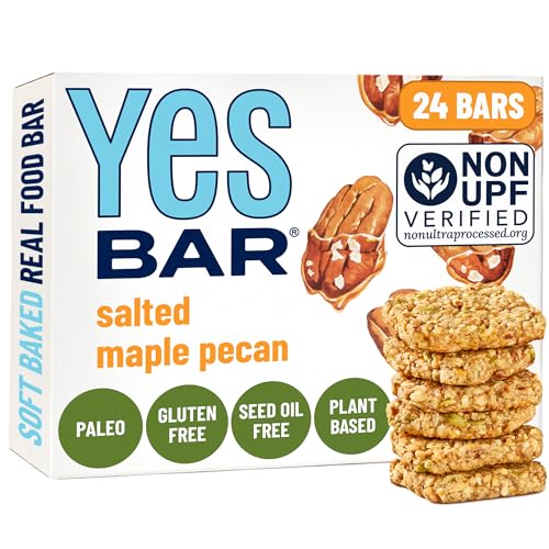 Image of YES Nut Bars - Soft Chewy Healthy Snack Bars (Salted Maple Pecan, 24 count) | Made with Organic Maple Syrup - Vegan, Paleo, Gluten Free, No Refined Sugar, Dairy Free, Plant Based Protein, Low Sugar